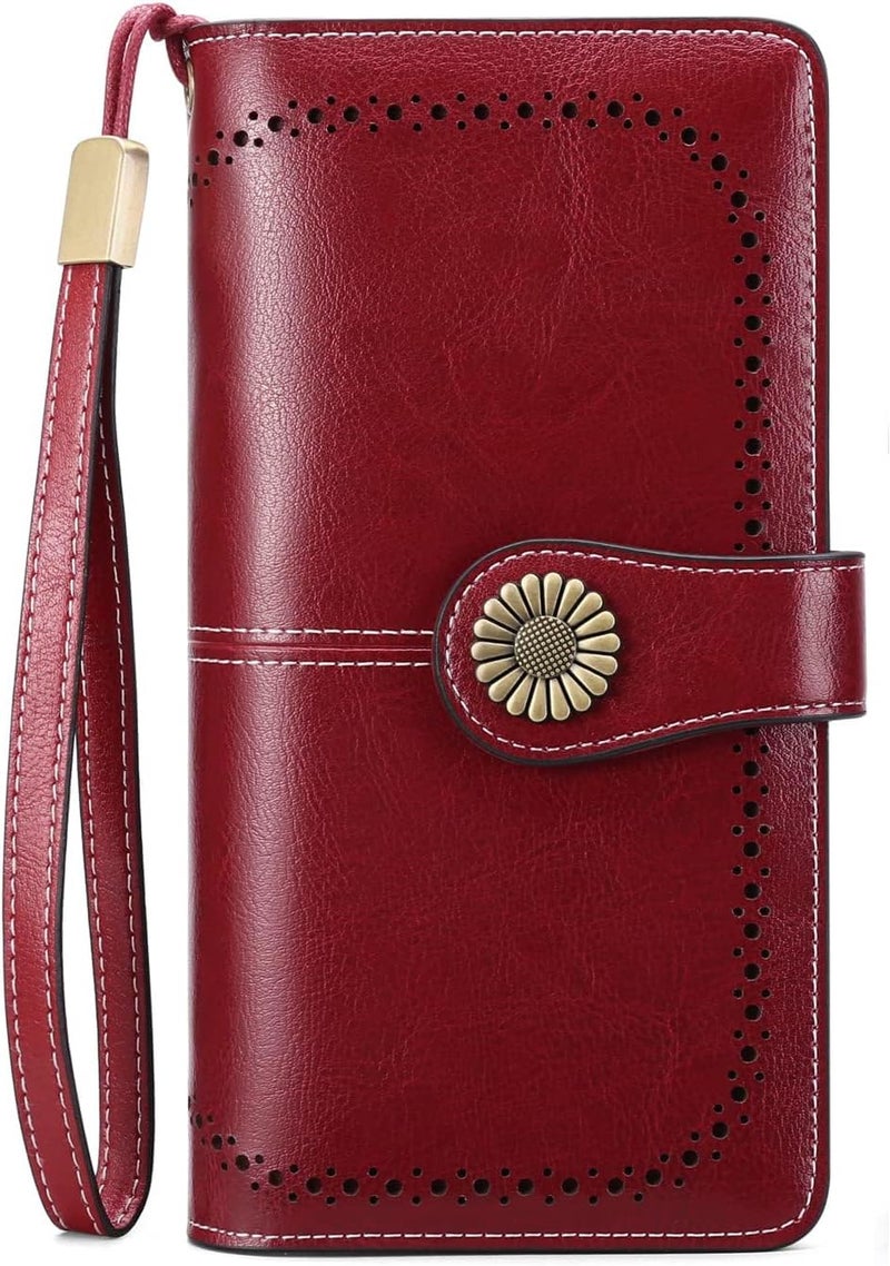 SENDEFN Wallets for Women Leather Credit Card Holder with RFID Blocking Large Capacity Wristlet | with RFID Blocking, Large Capacity, Wristlet, with RFID Blocking, Large Capacity, Wristlet - Image 1